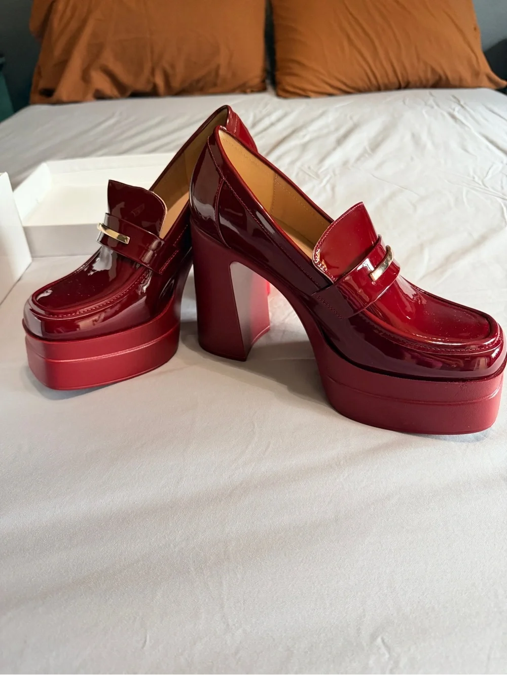 Women's Red Platform Mary Jane Heels